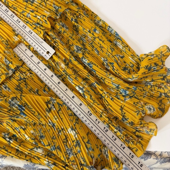 Lulus Dress Womens XS Yellow Black Floral Tie Shoulder Midi Ruffled Cocktail - Picture 8 of 10